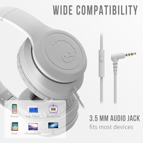 Rockpapa L22 Purple Over-Ear Headphones for Kids & Women – Lightweight, Foldable, and Durable Wired Design with Built-In Microphone for Clear Hands-Free Communication, Perfect for School, Travel, and Daily Use – High-Quality Stereo Sound and Tangle-Free Cord for Seamless Audio Enjoyment