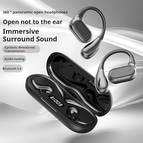 Revolutionary Language Translation Earbuds – Ultra-Lightweight Open Ear Bluetooth Headphones with Advanced Air Conduction, Smart LED Charging Case, and Sweat-Resistant Design Perfect for Active Lifestyles – Ideal for Running and Effortless Device Connectivity (Black)