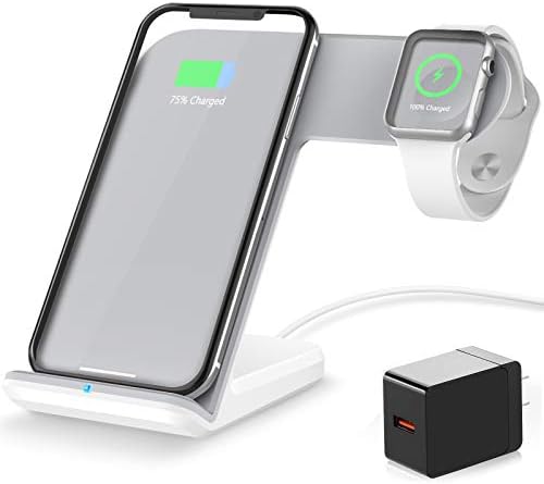 Revolutionize Your Charging Routine with the 2-in-1 Wireless Charging Dock for i Phone and Apple Watch – Fast Qi Charger Offering 7.5 W Power for i Phone 11/11 Pro Max/XR/XS/8 & Galaxy Note 10/S10/S9 – Elegant Space-Saving Design Perfect for Home & Office Empowerment