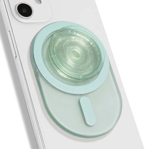 Sleek Translucent Green Oval Magnetic Phone Grip – Ultra-Lightweight & Mag Safe Compatible Accessory for Enhanced Smartphone Functionality and Modern Aesthetic