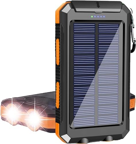 Ultimate 38800 m Ah Waterproof Solar Power Bank – Fast Charging Type-C Portable Charger for All Devices with Triple Output and LED Flashlight – Essential for Outdoor Adventures, Camping, and Travel