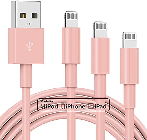 Premium 3-Pack Apple MFi Certified Lightning to USB Charger Cables – 6 FT Durable Fast Charging Cords for i Phone 13/12/11/11 Pro/11 Max/X/XS/XR/XS Max/8/7/6 – Enhanced Performance and Extended Reach for Seamless Device Connectivity