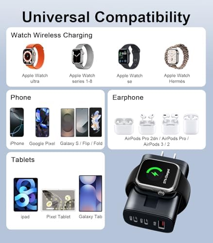 40 W 4-in-1 Fast Charger for i Phone, Apple Watch & Air Pods – Portable Multi-Device Charging Station with Dual USB Wall Block – Ideal Travel Companion for Apple Users – Enhanced Compatibility & Efficient Power Delivery