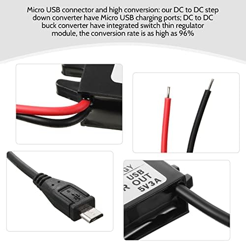 Weewooday 12 V to 5 V DC-DC Buck Module Power Converter Set – 3-Pack Micro USB Adapters for Automotive and DIY Projects with Enhanced Safety Features and Universal Compatibility
