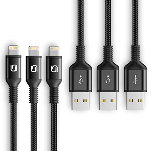 Fast Charging Nylon Braided i Phone Charger Cable – 3-Pack, 3 FT MFi Certified Lightning Cords for i Phone 14/13/12/11 Pro Max/XR/XS/X/8/7/Plus/6 S, i Pad, i Pod, and Air Pods – Enhanced Durability and Compatibility for Optimal Performance