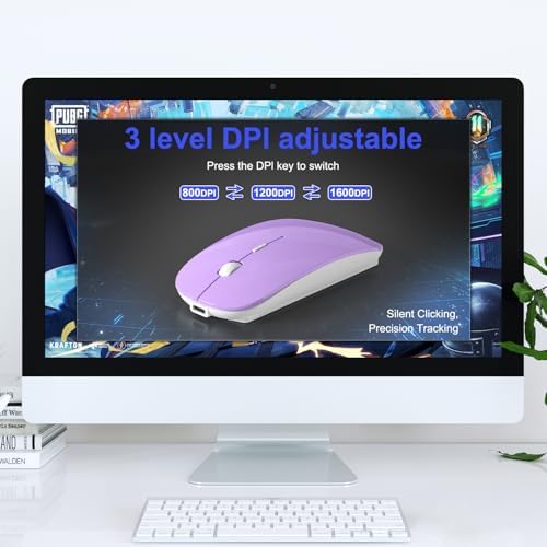 Sleek Silver Bluetooth Wireless Mouse for Mac Book Air & Pro – Ergonomic, Rechargeable, and Silent Tri-Mode Connectivity (2.4 G USB-C/USB-A, Bluetooth 5.2/3.0) for Ultimate Productivity on the Go