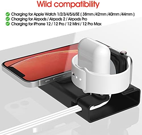 Ultimate 3-in-1 Aluminum Charging Station for i Phone, Apple Watch & Air Pods – Mag Safe Compatible Desk Stand for i Phone 15/14/13/12, Apple Watch Series 9/Ultra/8/7/SE/6/5/4/3/2, Air Pods Pro/2/1 – Streamline Your Charging Experience with Sleek Design and Enhanced Durability