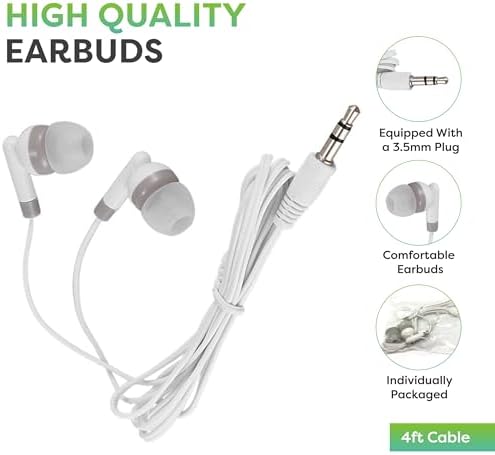 Vibrant 50-Pack Multi-Color Kid’s Wired Earbud Headphones – Hygienic Disposable Design for Classrooms, Libraries & Educational Settings – Comfortable Fit with Universal Compatibility for Tablets & Computers – Bulk Wholesale for Enhanced Student Focus and Audio Enjoyment