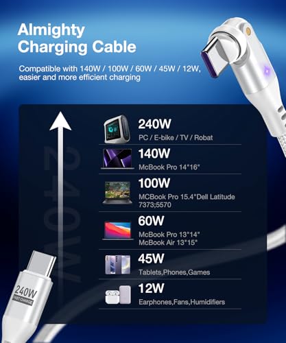 A.S Gen3 240 W USB C Magnetic Charging Cable – Fast Data Transfer & Enhanced Compatibility for i Phone 15, Mac Book, and i Pad | 3.3 ft & 6 ft Lengths | 360°/180° Rotating Magnetic Connector for Effortless Alignment and Durability