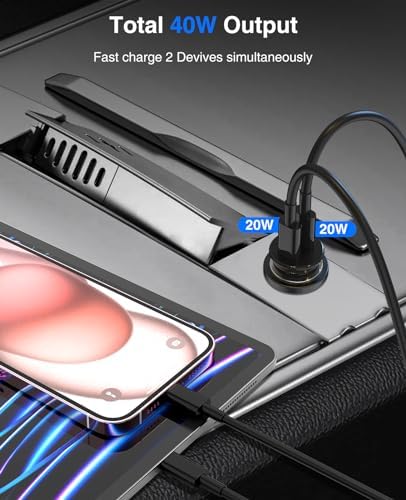 Ultimate 40 W Dual USB-C Car Charger for i Phone 16/15 & i Pad Pro – MFi Certified Fast Charging Adapter with 6 FT USB-C Cable for Galaxy S24/S23 – Premium Power Solution for On-the-Go Connectivity in Sleek White Finish