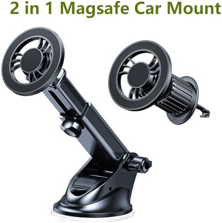 for iPhone Fits MagSafe Car Mount – Magnetic Mag Safe Phone Holder Car Accessories,Dashboard Vent Car Mount for iPhone 16 15 14 13 12 Pro Max Plus,Samsung Galaxy Moto,Gifts for Men Women (Black) – Enhanced Compatibility and Speed