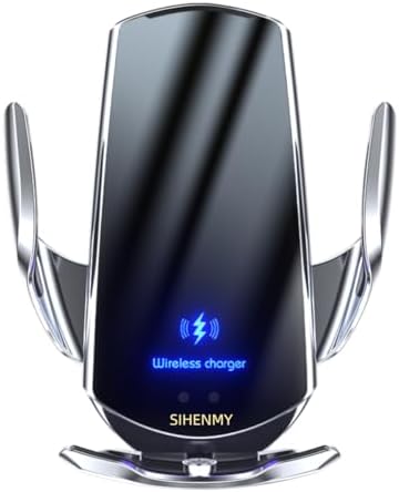 15 W SIHENMY Wireless Car Charger & Auto-Clamping Phone Mount – Fast Charging for i Phone 14/13/12 Mini/Pro Max & Samsung Galaxy S23/S22/S21+ – Stylish Red Vehicle Accessory for Effortless One-Handed Operation & Enhanced Compatibility