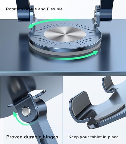 Revolutionary 360-Degree Swivel Tablet Stand – Adjustable, Multi-Functional Holder for i Pad Pro, Air, Mini & More (Sleek Silver) – Experience Unmatched Versatility and Stability for Streaming, Drawing, and Browsing