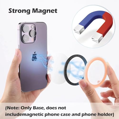 Ultra-Slim Luminous Magnetic Base for Pop Socket – Versatile Clear Stand Compatible with i Phone 12/13/14/15 Pro Max & Plus – Enhanced Mag Safe Integration for Effortless Hands-Free Viewing – Ideal for Magnetic Charging Accessories – Lightweight Acrylic Design with N52 Magnets – Perfect for All Smartphones with Optional Magnetizing Sheet