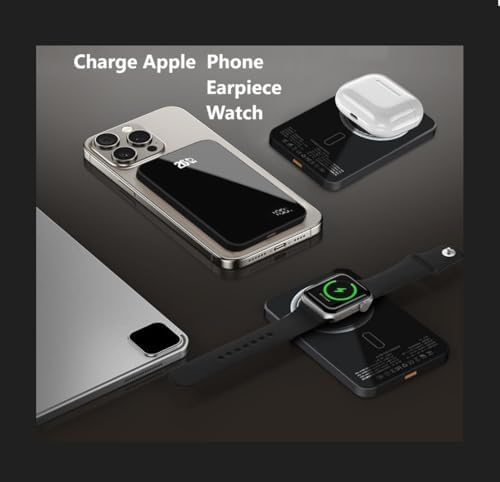Ultra Slim 0.3″ Mag Safe Power Bank – 5000 m Ah Lightning-Fast Charger for i Phone 12-16, Apple Watch & Air Pods – Magnetic Connectivity for Effortless Recharging on the Go