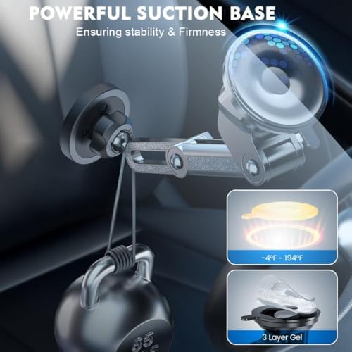 2025 Compatible with iPhone and Android Car Mount Charger for MagSafe 3-in-1 Wireless Fast Charging with Magnetic Suction Cup Mount for Windshield, Vent, or Dash, Type-C Input, 15W Output Power – Enhanced Compatibility and Speed