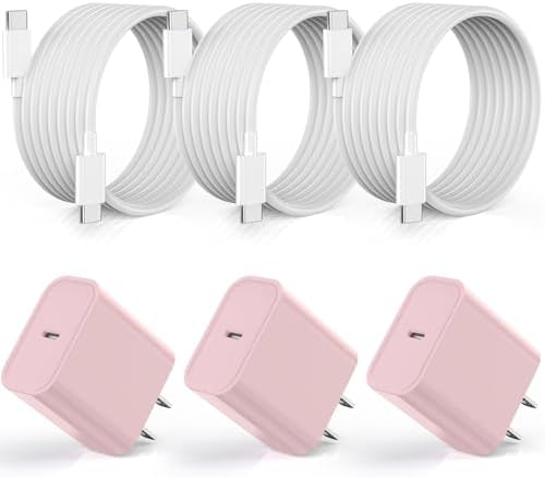 Ultra-Fast Charging Solution for i Phone 16 and 15 – 3-Pack USB-C Power Delivery Charger Kit with 6 FT Long Type-C Cables for i Pad Pro 12.9/11 inch – Superior Speed, Compatibility, and Performance for On-the-Go Power Needs