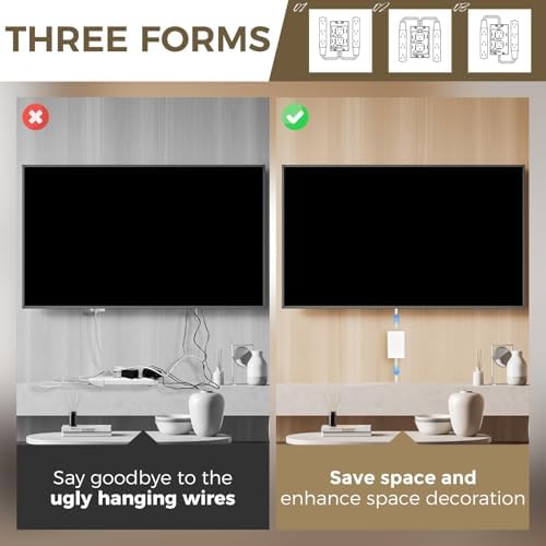 Revolutionize Your Power Access with the Outlet Concealer Power Strip – 3 AC Outlets, 5 ft Flat Plug Extension Cord for Home, Office & Kitchen – Child & Pet Safe Design, Universal Compatibility, 1625 W Capacity, Ideal for Streamlined Electronics Management