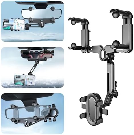 Innovative EEEKit 360° Rotatable Car Phone Mount – Versatile Rearview Mirror Holder for 4-7 Inch Smartphones, Enhanced Safety & Convenience for Drivers, Tool-Free Installation, Compact Design for Clutter-Free Use