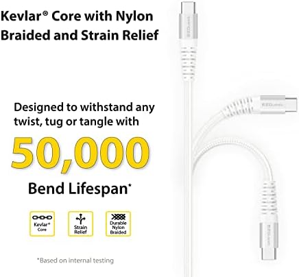 EZQuest 120 W Ga N USB-C Charger with 2 USB-C & 1 USB-A Ports – Travel-Ready Fast Charging Block with 2 Meter Cable – Compatible with Mac Book Pro, i Pad Pro & All Type-C Devices for Ultimate Power Efficiency