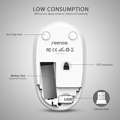 Light Blue Wireless Mouse – Ultra-Quiet 2.4 GHz Noiseless Computer Mouse with USB Receiver for Seamless Windows Experience – Portable, Ergonomic Design for Home, Office, or Travel