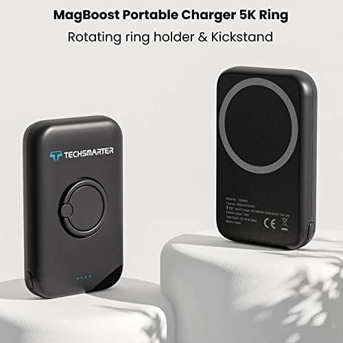 Ultra-Fast 5000 m Ah Wireless Magnetic Power Bank for i Phones 12-16 | TECHSMARTER 18 W USB-C Portable Charger for Seamless Charging on-the-Go | Effortless Connectivity & Sleek Design for Modern Mobile Lifestyles