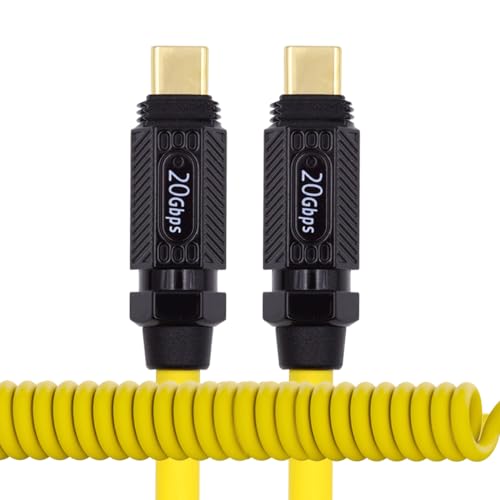 xiwai Stretch Coiled USB-C USB4 Cable with Smart LED Display 20Gbps 100W 8K for Laptop Disk Phone Type-C Male to Male Cable Power & Data 180cm – Enhanced Compatibility and Speed