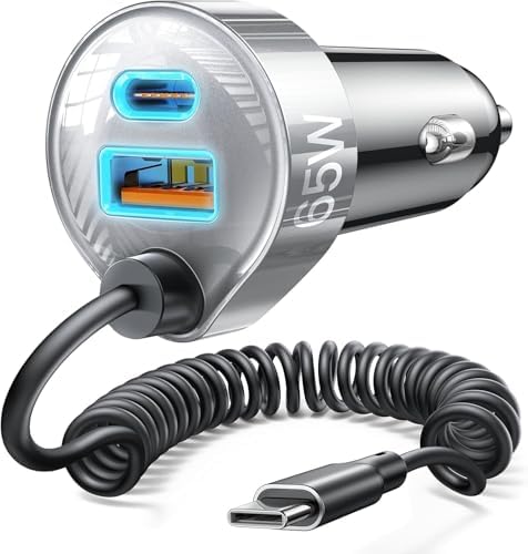 LISEN 65 W USB-C Car Charger for i Phone 16 & 15 Pro Max – Ultra-Fast Dual-Port Power Adapter for i Pad Pro, Samsung Galaxy S25/S24 Ultra, Google Pixel & Android Devices – Sleek Silver Design with Advanced Safety Features for Effortless On-the-Go Charging