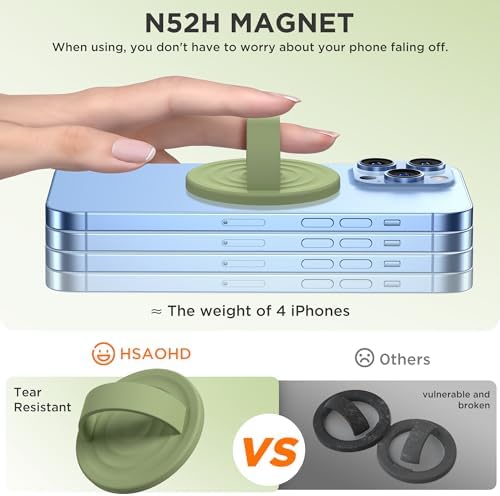 Upgraded Magnetic Phone Grip for i Phone: Premium Silicone Loop Holder with Mag Safe Compatibility – Ergonomic 360-Degree Stand, Non-Slip Design in Sleek Black for Enhanced Comfort and Secure Handling on i Phone 16/15/14/13/12 Pro Max/Plus