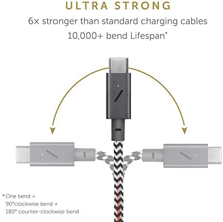 Native Union Type-C Belt Cable Pro – 8 ft Durable USB-C to USB-C Charging Cable with Leather Strap for i Phone 16, Mac Book Pro M2 – 240 W Fast Charge & Data Transfer Solution, Enhanced Resilience for Home & Office Use