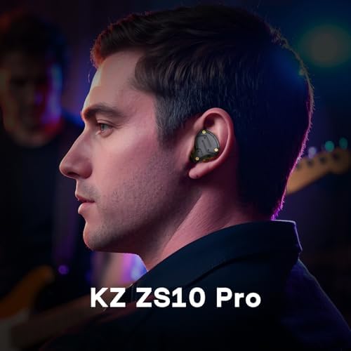 Linsoul KZ ZS10 Pro Hybrid IEM Earbuds – 4 BA + 1 DD High-Fidelity Wired In-Ear Monitors with Stainless Steel Faceplate and Detachable Cable, Ideal for Musicians and Gamers with Built-in Mic, Unmatched Sound Clarity and Versatile Compatibility