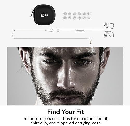 MEE audio M6 Sport Wired Earbuds – Premium Noise-Isolating Headphones with Dynamic Bass Sound, Sweatproof Design for Running and Workouts, Memory Wire Earhooks for Ultimate Comfort, 3.5 mm Jack Compatibility (Black) – Elevate Your Active Lifestyle with Unmatched Audio Quality