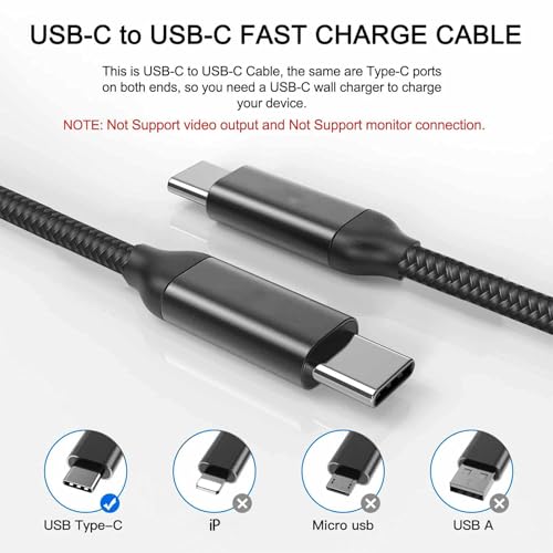 Awnuwuy 60 W USB C to USB C Charger Cable 15 ft – Fast Charging & Data Transfer for i Phone 15, Samsung Galaxy S23, Pixel 7, Mac Book – 2 Pack of Durable, High-Performance Type-C Cords for Ultimate Versatility and Connectivity
