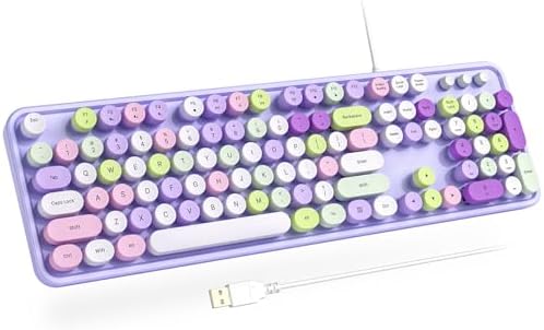 Retro-Inspired Full Size Typewriter Keyboard with Number Pad – Wired USB Keyboards for Windows 7, 8, 10, 11 | Enhance Your Typing Experience with Classic Charm and Modern Efficiency | Perfect for Home and Office Use