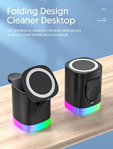 MQOUNY 3-in-1 Magnetic Wireless Charging Station for Apple Devices – Fast Mag-Safe Charger Stand for i Phone 14/13/12/11, Samsung, Apple Watch, and Air Pods with QC3.0 Adapter – Superior Compatibility and Stylish Design for Effortless Charging