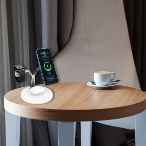 3-in-1 Wireless Charging Station – Fast Charger for i Phone 14/13/12/11 Pro Max, Apple Watch Series 8/7/6/5/4/SE, and Air Pods Pro 3/2 – Sleek White Design with Adapter for Ultimate Compatibility and Speed