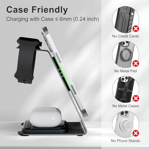 Ultimate 3-in-1 Magnetic Wireless Charging Station: Rapid 15 W Charger for i Phone 16/15/14/13/12 Pro Max, Apple Watch Ultra, and Air Pods Series – Portable Desk Dock with Adjustable Night Light for Home, Office, and Travel – Enhanced Compatibility and Safety Features