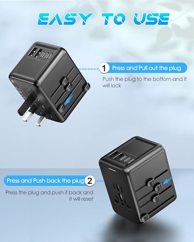 Global Travel Companion: High-Performance Universal Adapter with 6 A Output, Featuring 3 USB-C & 2 USB-A Ports for Swift Charging Across 200+ Countries – Perfect Solution for EU, US, UK, AU and Beyond