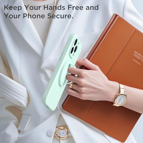 Upgraded Magnetic Phone Grip for i Phone: Premium Silicone Loop Holder with Mag Safe Compatibility – Ergonomic 360-Degree Stand, Non-Slip Design in Sleek Black for Enhanced Comfort and Secure Handling on i Phone 16/15/14/13/12 Pro Max/Plus