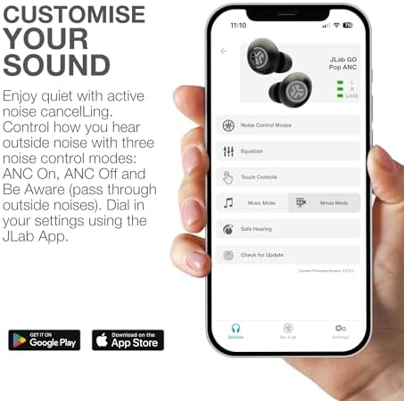 Unleash Unmatched Audio Quality with JLab Go Pop ANC True Wireless Earbuds – Advanced Active Noise Cancelling for Total Immersion, Versatile Dual Connect for Personalized Listening, High-Performance 10 mm Drivers Delivering Rich Sound, Customizable Profiles via JLab App, Ergonomic Design Ensuring All-Day Comfort, Effortless Google Fast Pair Connectivity – Transform Your Listening Journey with Innovative Features and Unrivaled Performance