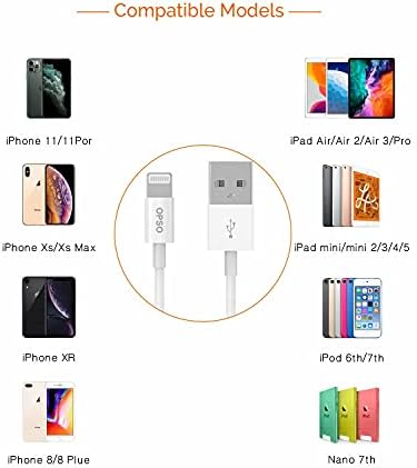 OPSO 3.3 ft MFi Certified Lightning Cable – High-Speed USB A to Lightning Connector for i Phone 14/13/12/11/XS/XR/8/7/6 – Durable, Flexible Charging Solution with Enhanced Compatibility and Stylish White Design – Ideal for Home, Office, and On-the-Go Charging Needs
