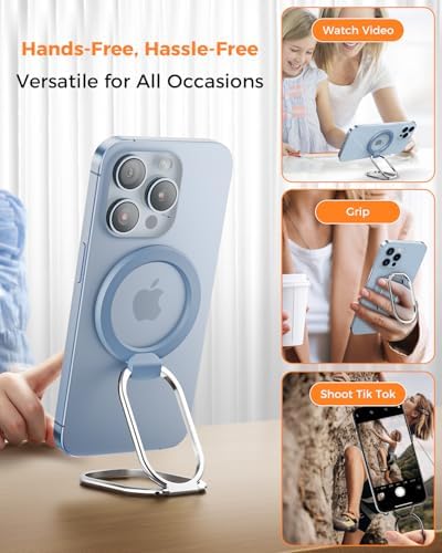 2025 SUPERONE Mag Safe Phone Ring Holder – Versatile Adjustable Magnetic Kickstand & Detachable Grip for i Phone 12-16 Series – Vibrant Purple for Enhanced Wireless Charging & Effortless Hands-Free Functionality – Transform Your Smartphone Use with Style and Practicality