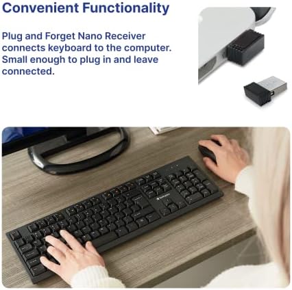 Elevate Your Typing Experience with the Verbatim Slimline Wireless Keyboard – 2.4 GHz Plug-and-Play Full-Size Design with Adjustable Tilt Legs and Numeric Keypad for Ultimate Comfort and Productivity – Perfectly Compatible with PC and Laptop in Sleek Black Finish – Eco-Friendly Frustration-Free Packaging