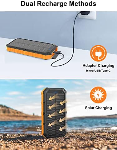 Ultimate 38800 m Ah Waterproof Solar Power Bank – High-Capacity Outdoor Charger with Dual USB-C Ports & Integrated LED Flashlights for i Phone, Samsung, i Pad – Perfect for Camping, Hiking, and Outdoor Adventures