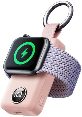JOYROOM 2000 m Ah Magnetic Wireless Charger for Apple Watch – Compact Keychain Travel Essential for Series 10-2 with Enhanced Speed and Durability, Sleek Black Design for On-the-Go Power Solutions