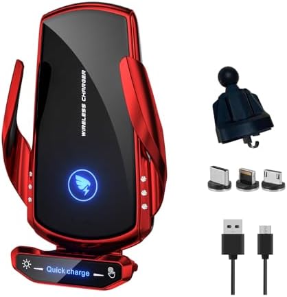 Wireless Car Charger Car Phone Holder Mount Wireless Charging 15W Fast Charging Auto Clamping Phone Mount for Car Wireless Charger fit for All Android Smartphone (Blue) – Enhanced Compatibility and Speed