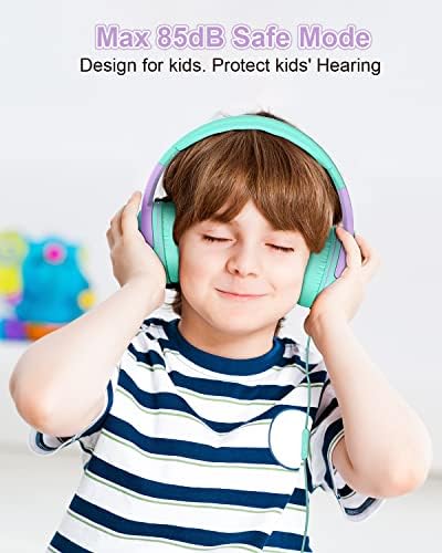 Vibrant Purple/Red ELECDER S8 Wired Kids Headphones with Adjustable Volume Control – Safe Sound Technology (85/94 d B) for Hearing Protection – Comfortable Fit for Growing Children – Perfect for School, Travel, and Play – Built-in Microphone for Effortless Communication – Compatible with Tablets and Smartphones – Durable Design for Everyday Adventures