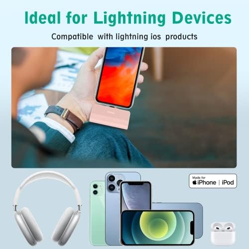 KKD 5000 m Ah Portable Charger for i Phone – MFi Certified Built-in Plug for Fast Charging on the Go, Compact Power Bank for i Phone 14/13/12/11/XR/X/SE/8/7/6/6 s/Pro Max/Plus & i Pad, Sleek Design for Ultimate Portability