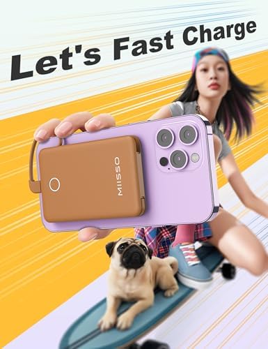 Ultra Slim 6000 m Ah Power Bank with Built-In USB C Cords – Card-Sized Portable Charger for Effortless On-the-Go Charging, Triple Output for i Phone, Samsung, Google Devices – Stylish and Compact Battery Pack for Enhanced Efficiency and Versatility