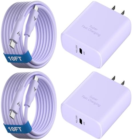 45 W Ultra-Fast USB-C Charger & 12 FT Cable for Samsung Galaxy Devices – Premium Charging Block for S25, S24, S23, and Tab S9/S8 Ultra – Enhanced Speed, Safety, and Portability for Ultimate Device Efficiency